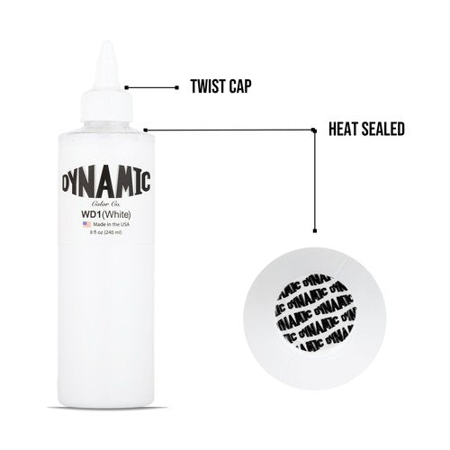 Dynamic Color Co- White Tattoo Ink, Made in USA, Sterilized, Since 1990, Vegan, Premium Quality Pigment for Vivid and Long-lasting Results