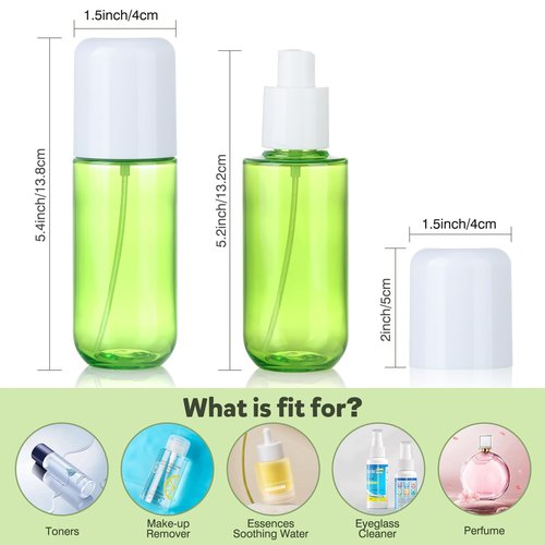 Bynccea Travel Spray Bottle 3.4oz/100ml Plastic Mini Bottle Set - Fine Mist Mini Empty Spray Bottles - Refillable Small Spray Bottles for Cleaning Solutions, Liquid Cosmetics