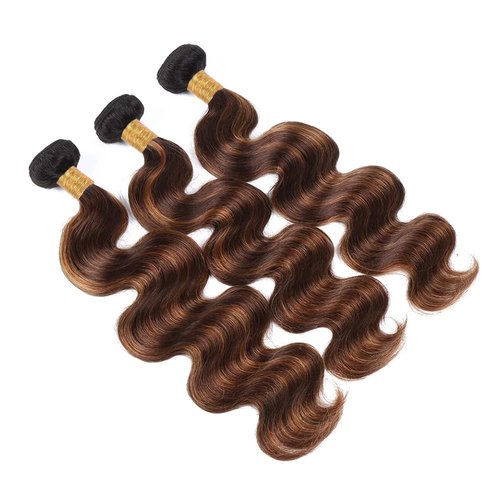 Brown Bundles Human Hair P4/30 Highlight Body Wave Human Hair Bundle 12 14 16 Inch Chocolate Brown Body Wave Bundles Ultra Soft Unprocessed Brazilian Remy Hair Extensions