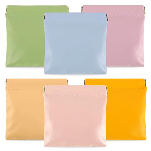 AUGSUN 6PCS Makeup Bag Organizer, Aesthetic Hair Tie Organizer,Lipstick Bag, Elastic Storage Bag, Travel Makeup Pouch（Macaron）