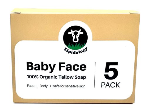 Unscented Tallow Soap, 5 PACK, 300 g - by Lipidology
