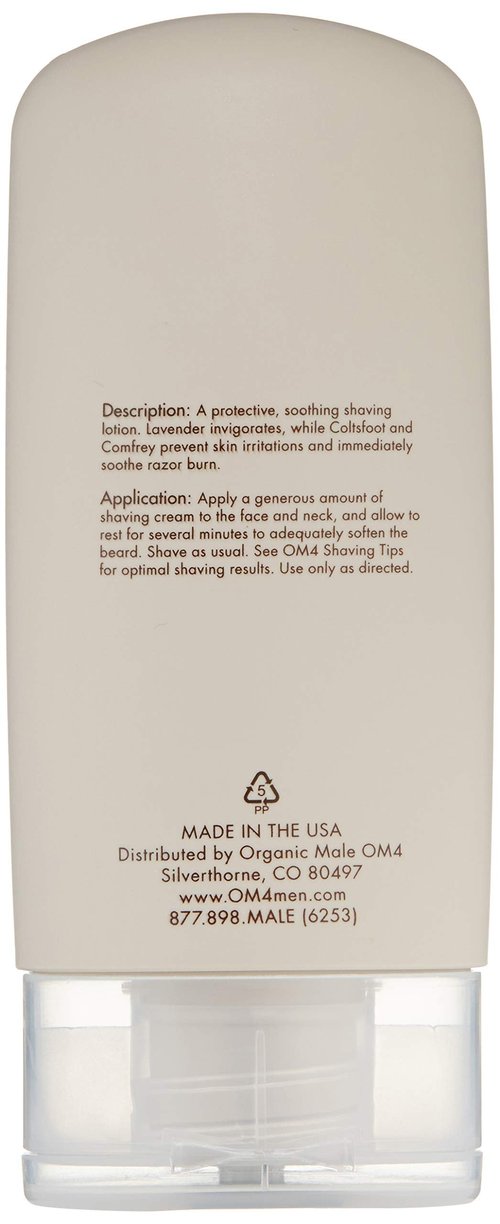 Organic Male OM4 Shave: Soothing Herbal Shaving Emulsion - Mens Grooming Preshave Oil, Shave Cream, Hydrating Mask all-in-one