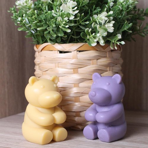 KAWASHIKI Bear Hugs Cold-Process Plant-Based with Essential Oils Handmade Soap | Gift Travel Decorative Guest Bathroom | Sweet Orange & Lavender | 100g (3.53OZ) (Lavender)