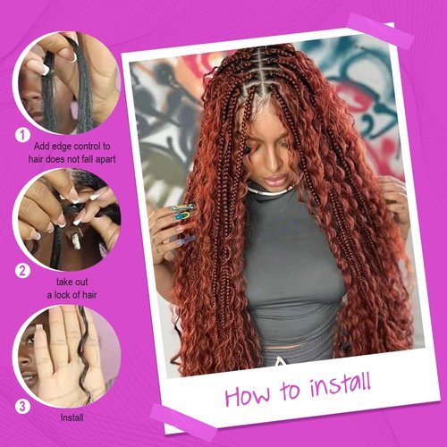 14 Inch 120g Dark Ginger Human Braiding Hair for Boho Braids100% Hair Extensions Deep Water Wave Boho Braiding Curly Wet and Wavy Bohemian Bulk Human Hair for Knotless