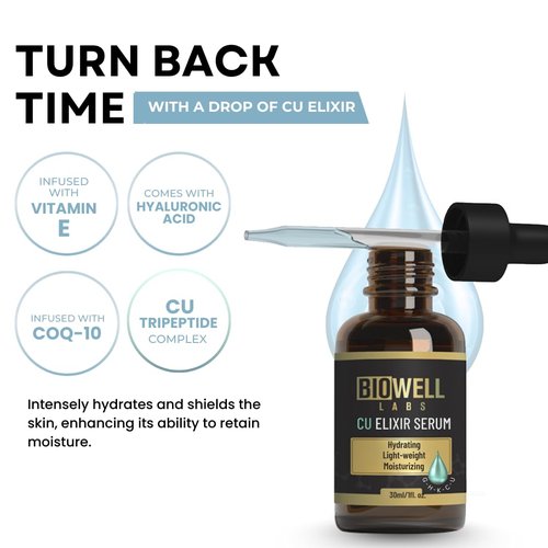 BioWell Labs CU Elixir Serum – Moisturizing and Hydrating Neck & Face Elixir | Daily Use Formula for Smooth, Radiant Skin