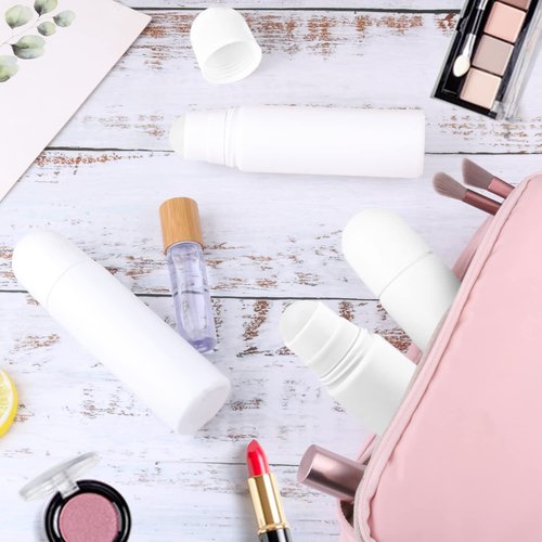 Cositina 8 Pack 100ml/3.38oz Plastic Roller Bottles Empty Refillable Roll On Bottle Leak-Proof Deodorant Containers Anti-perspirant Dispenser for Essential Oil Perfumes Balms - White
