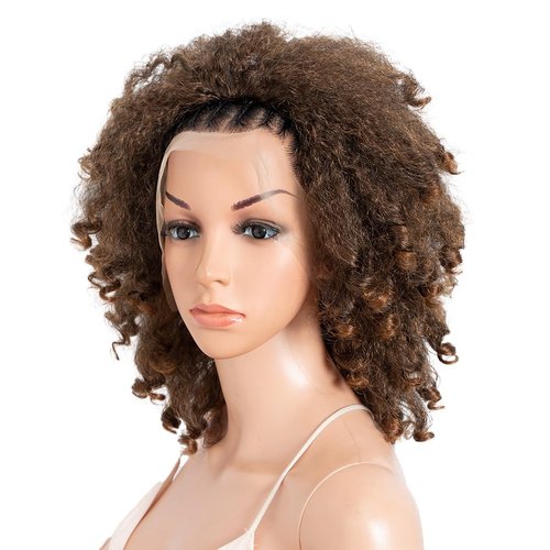 Style Icon 3-in-1 Magic Drawstring Half Wig | 14" Short Afro-Textured Large Volume Dark Brown Color Synthetic Hair | No Glue, No Sew | Ponytail & Bun Styler