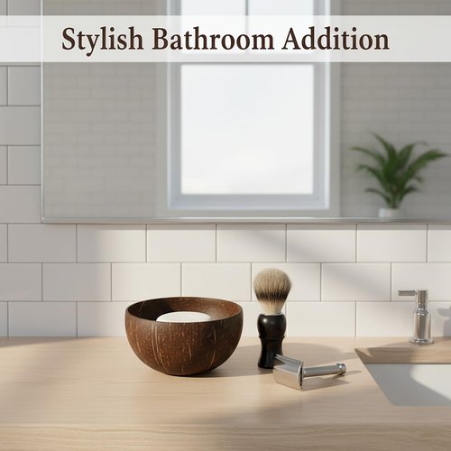 Natural Coconut Shell Shaving Soap Bowl – Handcrafted Shaving Mug & Cup for Men, Naturally Odor-Free, Lightweight, Built for Durability, Perfect for Bowl Shaving & Wet Shave