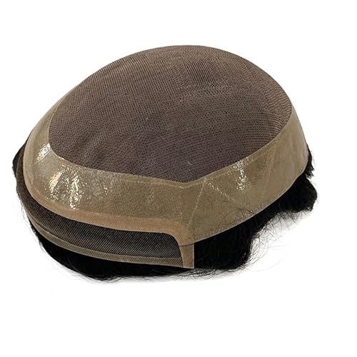 Toupee for Men PU+Lace Base Real European Human Hair Pieces for Mens Hair Prosthesis Patch Units Hair Replacement System for Men (7x9)