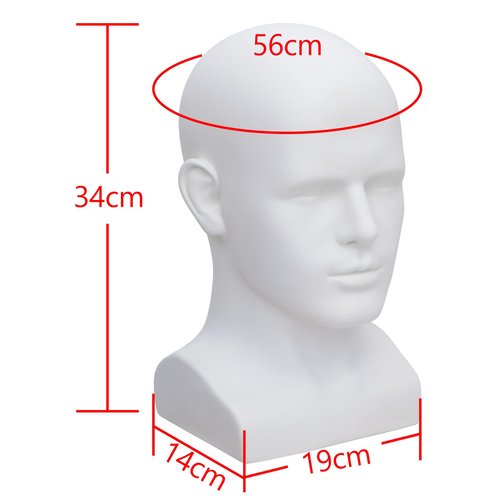 AMLUCKS Male Mannequin Head Professional PVC Manikin Head for Display Wigs Hats Headphone Mask Sunglasses Scarf Jewelry Display Stand (White)