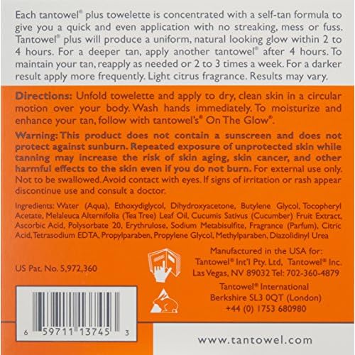 Tan Towel Full Body Plus Creme, 15 Count
