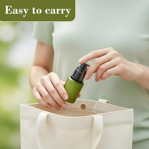 VASANA 1PCS 30ml/1oz Empty Refill Frosted Green Glass Cream Lotion Pump Bottle Cosmetic Makeup Emulsion Toiletries Liquid Storage Holder Travel Packing Container With Clear Dust Cap (30ml Green)