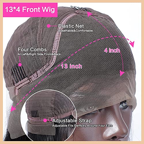 DMS Lace Front Wigs Human Hair Wigs for Black Women 13x4 HD Lace Front Wig Pre Plucked 180% Densty Lace Front Body Wave Wig Glueless Hair Natural Black Color (26 Inch)