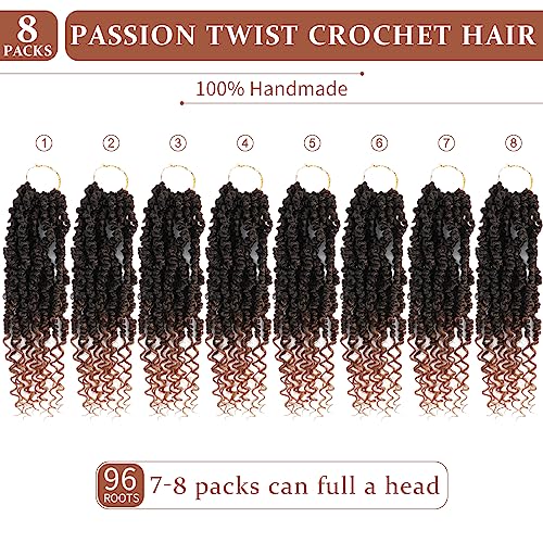 Passion Twist Crochet Hair, Passion Twist Crochet Hair Pre-Twisted 14 inch 8 Packs, Soft Pre Looped Curly Crochet Braid Hair Extension,Pre Looped Crochet Hair For Black Women(T30)