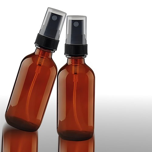 4 Pack Amber Glass Spray Bottles – 2oz Refillable Mini Bottles for Essential Oils, Perfumes, Serums, and DIY Skincare – Durable Small Amber Containers with Spray
