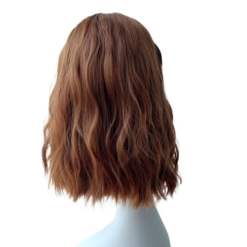 Short Wavy Wig for Women,Heat Resistant Synthetic Bob with Lace Hairline, Glueless Natural Look for Daily Wear (Medium Aubrn, Medium 14 Inch)