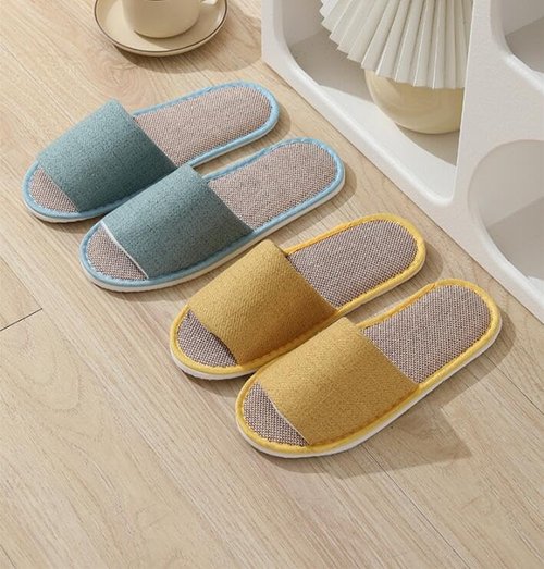 CYlovinho 5-6 Pairs Spa Slippers, Non Slip Disposable Open Toe Slippers for Guest, Washable Reusable Linen slippers for Women Men, House, Indoor, Bathroom, Bedroom, Hotel, Medium-Large