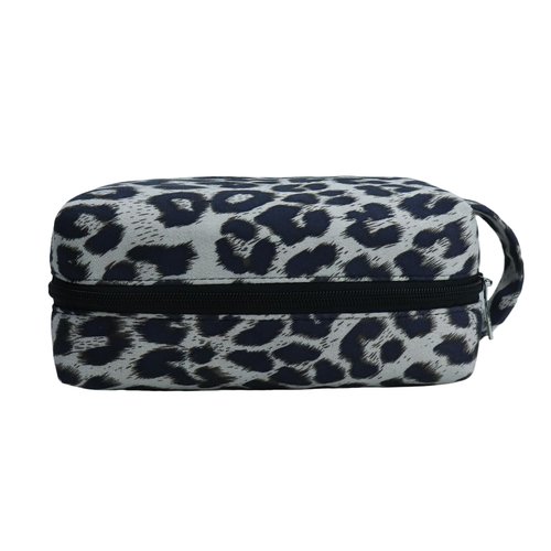 Makeup Bag For Women - Soft and Warm Material Cosmetic Bags Leopard Print Design Ladies Tote Bag,Women's Pencil Case Makeup Organizer with Zipper for women travel essentials (White)