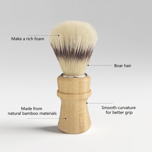 Kikc Men's Shaving Kit with Natural Boar Bristle Shaving Brush, Pure Bamboo Shaving Brush Stand with Bowl | Complete Wet Shaving Set for Smooth & Luxurious Shave