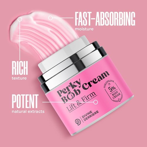 Divine Derriere Perky Body Cream - Lift & Firm Skin Tightening Cream for Body - Moisturizing Chest Firming Cream with Volufiline Helps Tighten Saggy Crepey Skin for a Perkier Look & Toned Décolleté