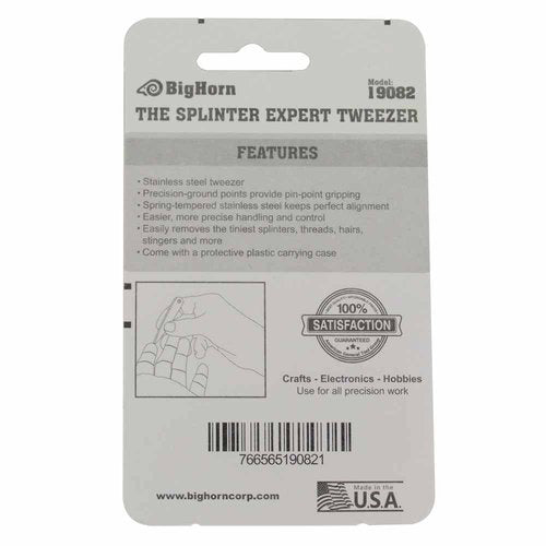 Big Horn 19082 All Purpose Mini Stainless Steel Pocket Splinter Precision Expert Tweezer