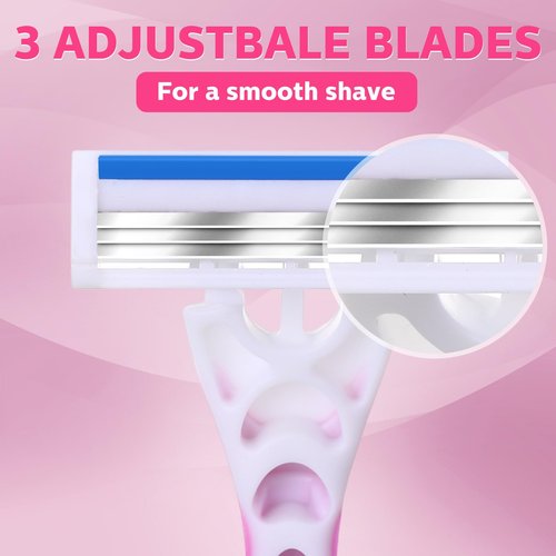 Leriton 96 Count Women's Disposable Razors Blades Bulk 3 Blade Razors for Women Disposable Head Razor Sensitive Skin Razor Comfortable Shave for Bathing Hotel Travel