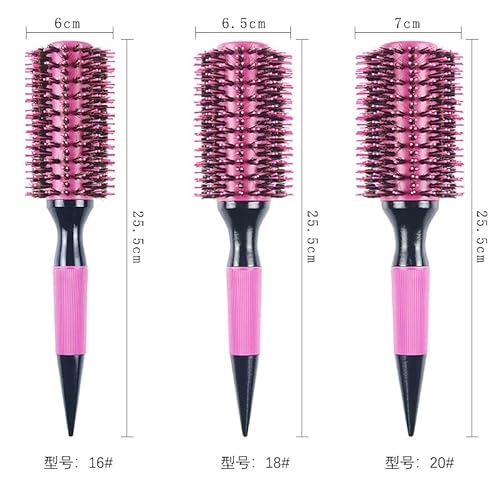 Thermal Round Barrel Boar Bristle Hair Brush Set for Women & Men - Professional Hair Styling for Blow Drying, Curling, Scalp Massage, Wet and Dry Use (Pink)