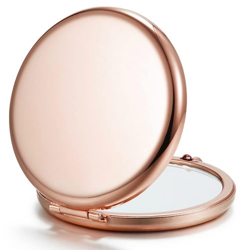 Getinbulk Compact Mirror Bulk, Pack of 12 Double-Sided 1X/2X Magnifying Metal Makeup Mirrors(Round, Rose Gold)