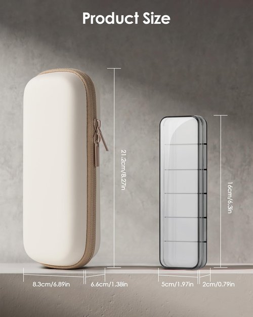 Yinke Travel Shaver Case with Attachments Storage Box for Hybrid Electric Trimmer, Waterproof Hard Carrying Case Portable Storage Bag for O Blade, Beige
