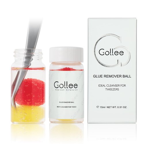 GOLLEE Eyelash Extension Tweezer Cleaner - Tweezer Cleanser with Sponge Ball for Lash Glue Remover - Red, Modern Style