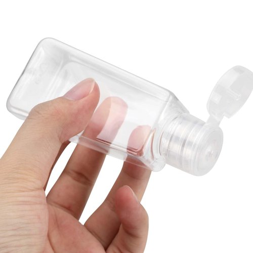 JAPCHET 80 PCS 2 oz Clear Plastic Travel Bottles with Flip Cap, Travel Size Refillable Flip Top Bottles, Small Portable Flip Cap Containers for Lotion, Essential Oils, Shampoo and Toiletries