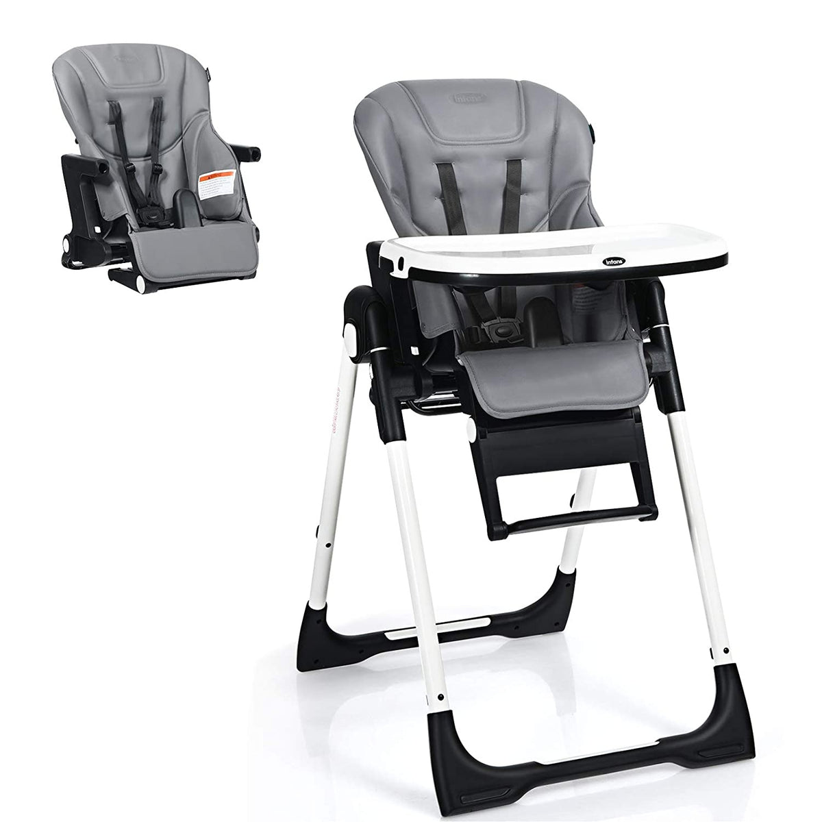 Costway 4-in-1 Baby High Chair Booster Seat Black with Adjustable Height & Recline