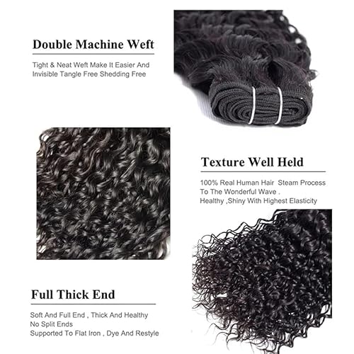 Water Wave Bundles Human Hair Soft Brazilian Virgin Human Hair 100% Unprocessed Wet and Wavy Curly Bundles Natural Black Color Can Be Dyed Total 300g 20 22 24 Inch