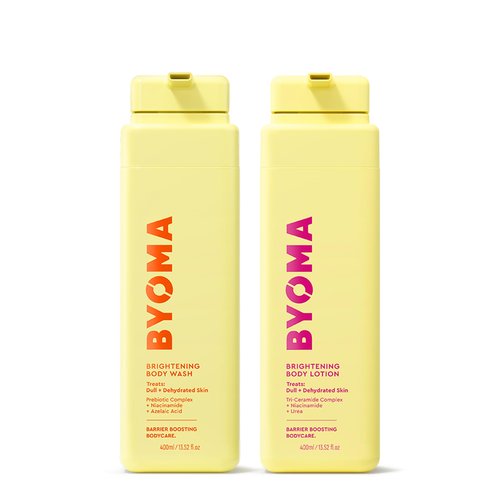 BYOMA Brightening Body Wash & Lotion Bundle – For Dull, Dehydrated Skin – Niacinamide & Azelaic Acid to Brighten, Even Tone & Support Skin Barrier – 13.52 fl oz +16.9 fl oz