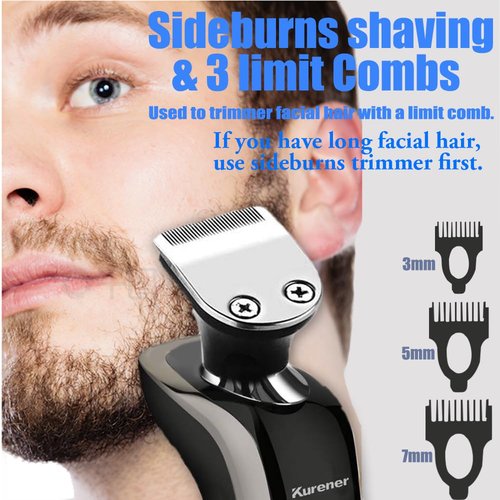 Kurener Electric Shaver Razor for Men Rechargeable 100% Waterproof Rotary for Shaving with Nose Trimmer Sideburns Trimmer Face Cleaning Brush