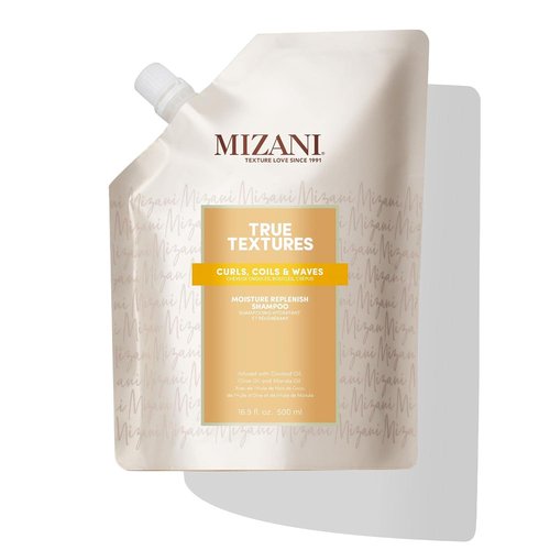 Mizani True Textures Moisture Replenish Shampoo - Smooths & Hydrates, With Coconut Oil, Sulfate & Paraben-Free, for Natural Curly Hair, 16.9 Fl Oz
