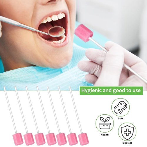 250 Pcs Disposable Oral Swabs - Medical-Grade Sponge Mouth Swabs for Teeth, Gum, and Oral Care, Ideal for Elderly, Adults, Kids, and Pets, 5.11 Inch Pink Swabsticks