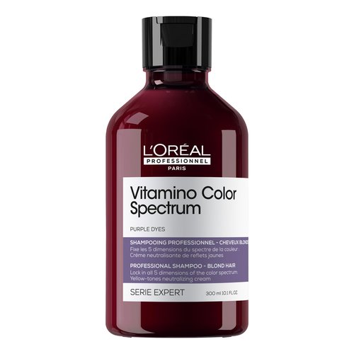 L'Oréal Professionnel Paris Vitamino Color Spectrum Purple Shampoo - Neutralizes Yellow Tones, Enhances Shine & Vibrancy, Maintains Day 1 Hair Color, Hydrates & Strengthens Blonde Hair