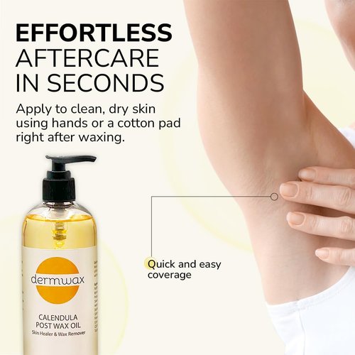Dermwax Calendula Post Wax Oil 16oz – Post Wax Oil That Helps Calm Skin Instantly After Waxing – Gentle Post Wax Care for All Skin Types – Helps Remove Wax Residue – Paraben & Alcohol-Free