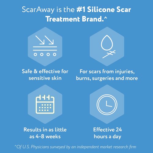 ScarAway Advanced Silicone Scar Sheets, Medical Grade Silicone Strips (1.5" x 3") Scar Treatment & Prevention for Surgical, Burn, Body, Hypertrophic & Keloid Scars Treatment, 8 Tan Reusable Sheets