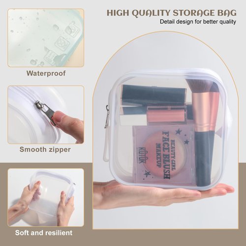 BS-MALL Silicone Travel Makeup Bag – Transparent Cosmetic Storage Pouch, Waterproof, Easy to Clean, 2-Pack