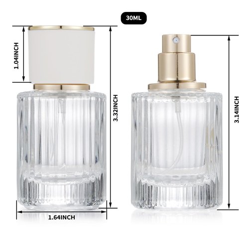 Jxcmeng 2 Pack 30ml Empty Perfume Spray Bottles, Refillable Fine Mist Atomizer Portable Travel Cologne Atomizers Fragrance Containers Sprayer for Perfume (30ML Black Cap and 30ML White Cap)