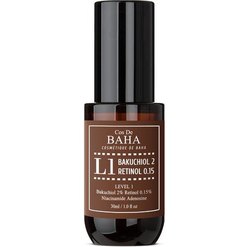 Retinol 0.15% Bakuchiol 2% Serum - Plant-Based Retinol Alternative - Facial Serum for Smooth Skin Texture - Suitable for All Skin Types, 1 Fl Oz (30ml) (Pack of 2)