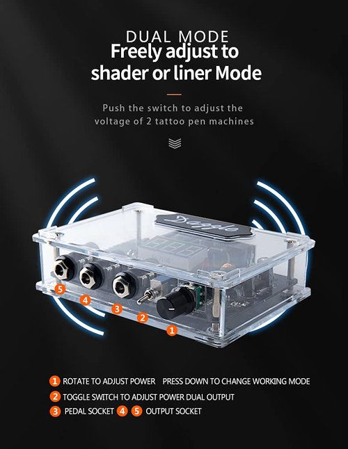 DGT Dazzle Tattoo Machine power Supply (Clear B)