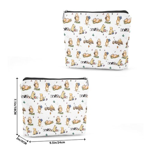 Cartoon Bear Inspirational Cute Makeup Bag Bear Inspired by Classic Gifts Pooh Bear Travel Pouch Cosmetic bag for Pooh Loving Women for birthday Party Favors Gift Zipper Toiletry Bag 03