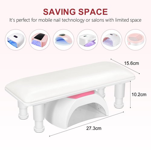 Arm Rest for Nails Tech,Height Adjustable Nail Arm Rest Stand,Cleanable Leather Hand Rest Holder Pillow,Manicure Armrest with Detachable Plastic Legs,Anti-slip
