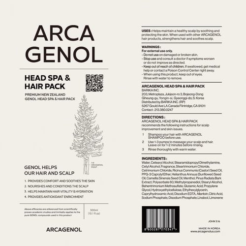 Head Spa & Hair Pack Hair and scalp protection with Anti-Oxidizing New Zealand made Pinus Bark Extract