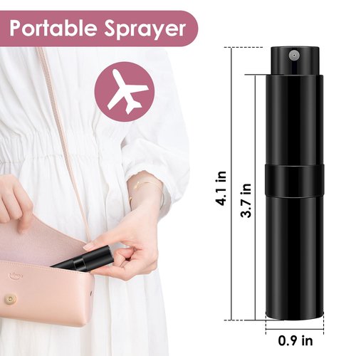 Saiveina 8ml Travel Perfume Atomizer Bottles Refillable, Mini Atomizer Sprayer for Perfume, Empty Travel Cologne Bottle Pocket Perfume Dispenser(4 Pack)