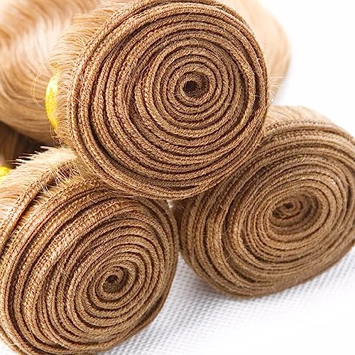 Honey Blonde Bundles Human Hair Straight Bundles 12 14 16 Inch P27/613 Highlight Blonde Straight Bundle Unprocessed Brazilian Virgin Weave Hair 3 Bundle 50 Gram Per Bundle