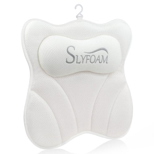 Bath Pillow, Bathtub Pillow with Anti-Slip Suction Cups, 4D Mesh Soft Spa Bath Tub Pillow Headrest, Bath Pillows for Tub with Neck and Back Support Fits Bathtub Spa Tub Jacuzzi, Fathers Day Dad Gifts